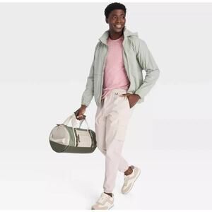 All in Motion Men's Utility Cargo Cream Gym Pickleball Casual Jogger Pants M